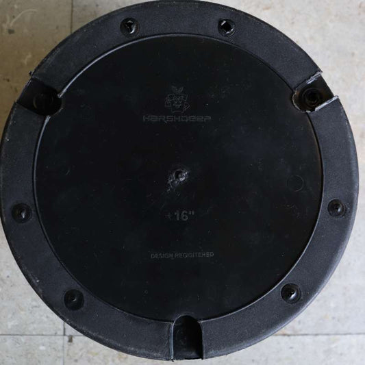 Bottom part of the 16 inch black nursery pot and gardening tools you can buy online at Sukham Home, a sustainable furniture, gardening and home decor store in Kolkata, India