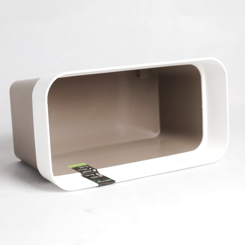 Internal view of Arty Rectangle, a rectangle white and brown indoor hanging planter made from plastic that you can buy online at Sukham Home, a sustainable furniture, gardening and home decor store in Kolkata, India