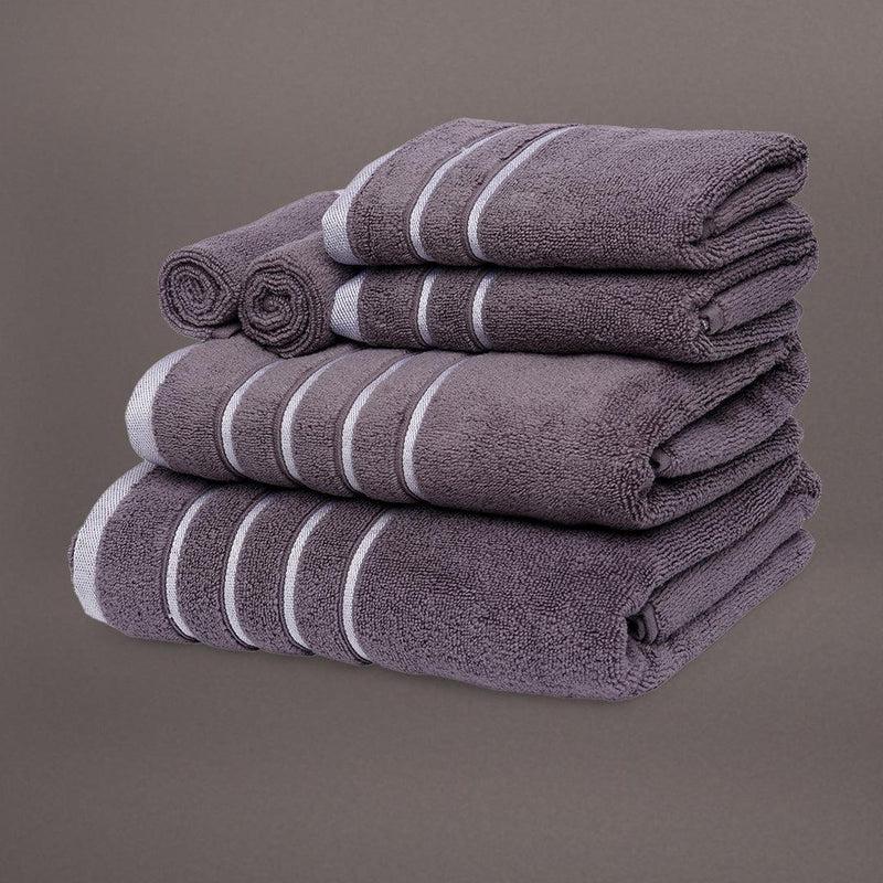 Whole set of Grey Oh-So-Soft, a set of 6 purple towels, you can buy online at Sukham Home, a sustainable furniture, kitchen & dining and home decor store in Kolkata, India