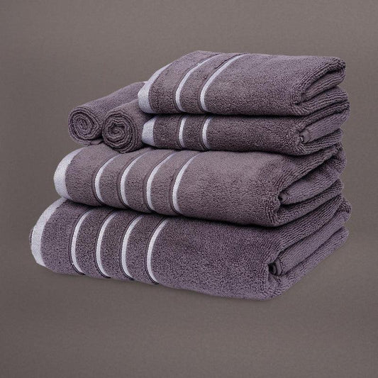 Whole set of Grey Oh-So-Soft, a set of 6 purple towels, you can buy online at Sukham Home, a sustainable furniture, kitchen & dining and home decor store in Kolkata, India