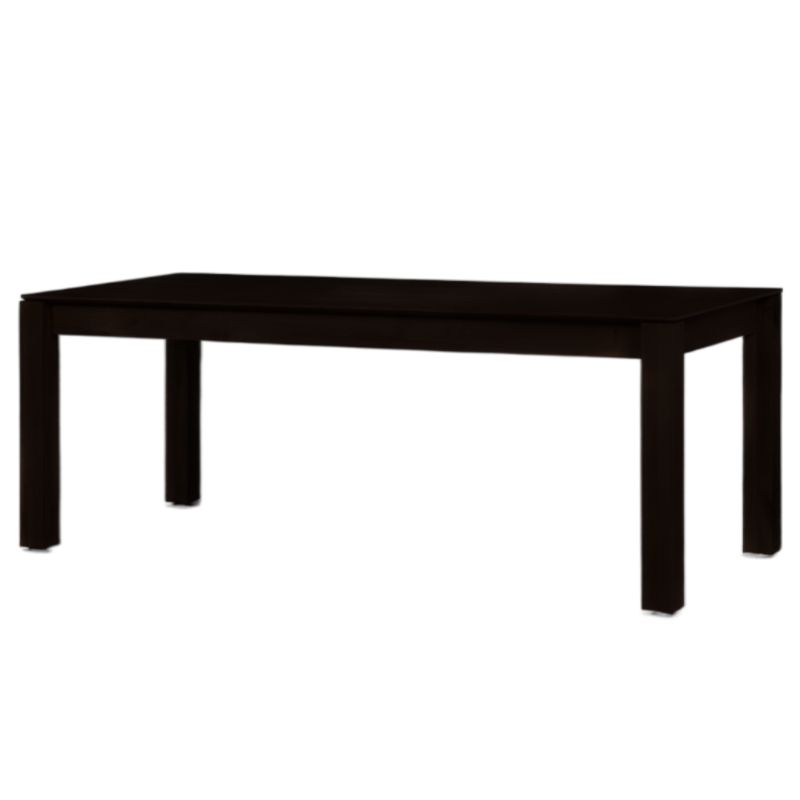 Against a white background, the Ash Charcoal Enlace, a wooden rectangle dining table you can buy online at Sukham Home, a sustainable furniture, kitchen & dining and home decor store in Kolkata, India