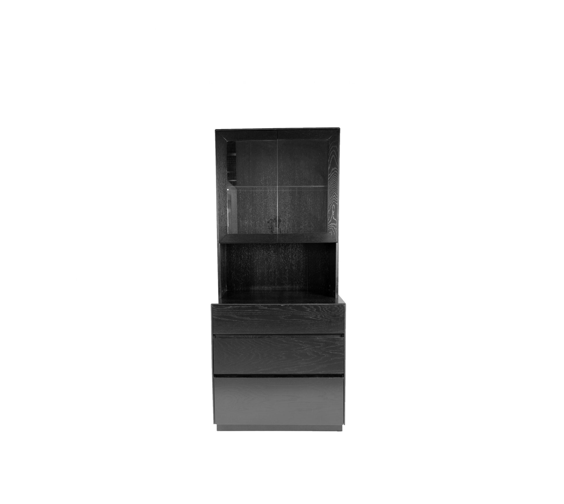 Against a white background, the Ash Charcoal Hezza Dining Cabinet, a wooden crockery and storage solution you can buy online at Sukham Home, a sustainable furniture, kitchen & dining and home decor store in Kolkata, India