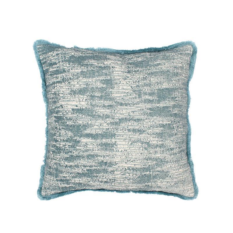 Against white background the Cobalt Nights Cushion, a square accent pillow with distressed pattern you can buy online at Sukham Home, a sustainable furniture, kitchen & dining and home decor store in Kolkata, India.