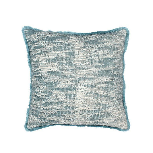 Against white background the Cobalt Nights Cushion, a square accent pillow with distressed pattern you can buy online at Sukham Home, a sustainable furniture, kitchen & dining and home decor store in Kolkata, India.