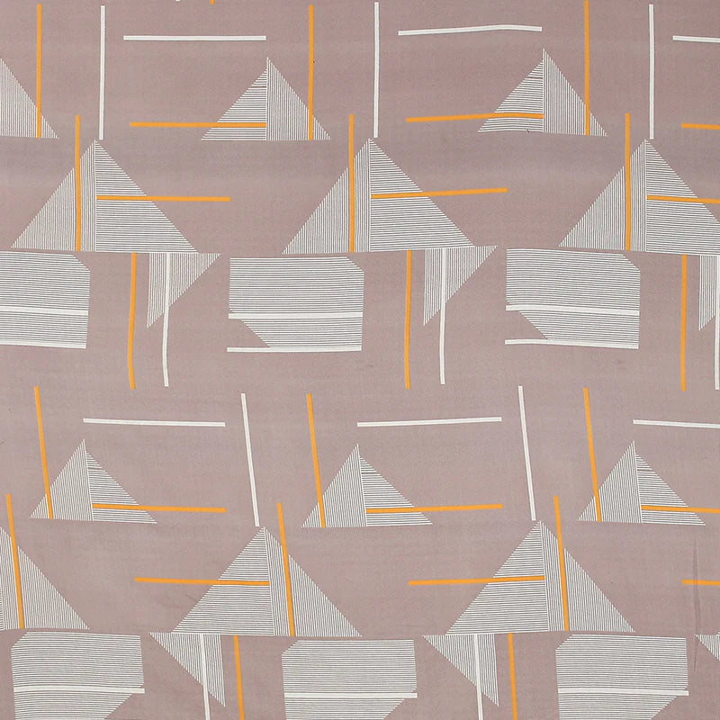 Close up of the pattern on the Dreaming in Sepia, a printed brown geometric queen size bedsheet you can buy online at Sukham Home, a sustainable furniture, gardening and home decor store in Kolkata, India