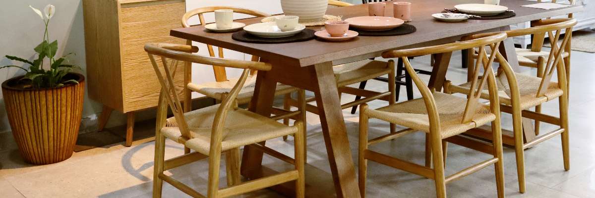 Dining room furniture at Sukham Home, a sustainable furniture, kitchen & dining and home decor store in Kolkata, India