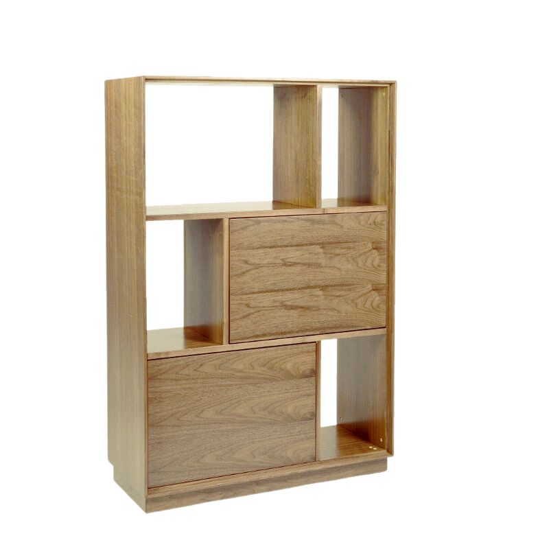 Against a white background, in Oak Natural the Mi-Diva Bookcase, a multipurpose wooden room partition, storage solution and cabinet you can buy online at Sukham Home, a sustainable furniture, kitchen & dining and home decor store in Kolkata, India