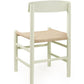 Light green People's Chair with a woven seat on a white background