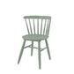 Against a white background, front view of the Oak PU Sage Perch Chair, a solid wood Windsor dining seat you can buy online at Sukham Home, a sustainable furniture and home decor store in Kolkata, India