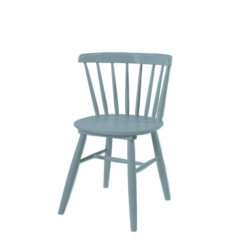 Against a white background, front view of the Oak PU Serenity Perch Chair, a solid wood Windsor dining seat you can buy online at Sukham Home, a sustainable furniture and home decor store in Kolkata, India