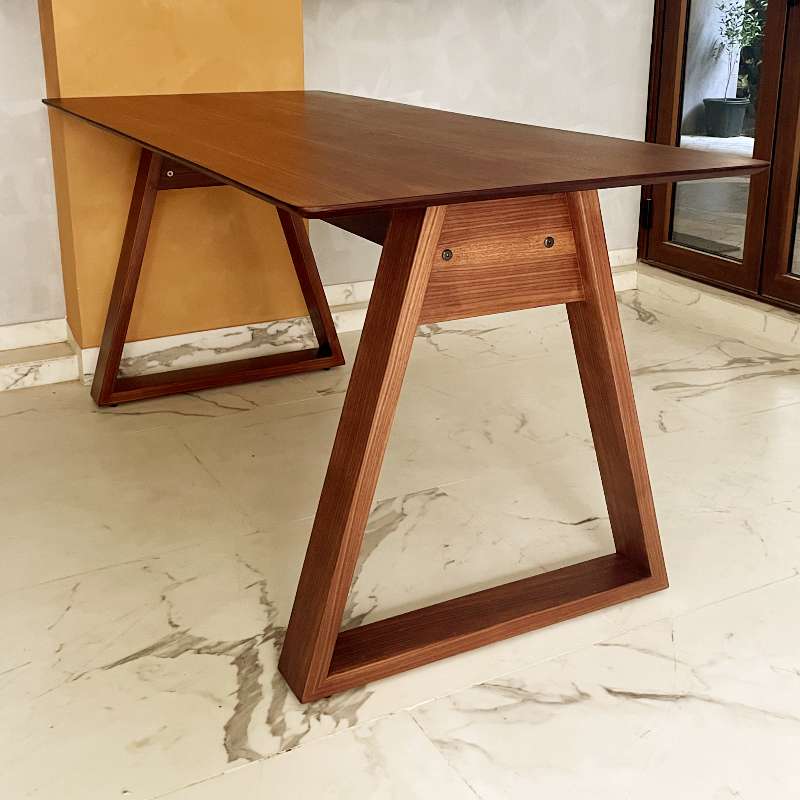 In Walnut Natural, the Oslo Desk, a wooden office table you can buy online at Sukham Home, a sustainable furniture, kitchen & dining and home decor store in Kolkata, India