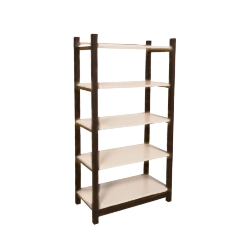 Against a white background, side view of the Walnut Natural Tier Shelf, a multipurpose wooden open shelf storage solution and cabinet you can buy online at Sukham Home, a sustainable furniture, kitchen & dining and home decor store in Kolkata, India