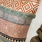 Close up of the tufting on the Abstract Fantasy Cushion, a cotton handpainted and tufted accent pillow you can buy online at Sukham Home, a sustainable furniture, kitchen & dining and home decor store in Kolkata, India