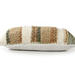 Side view of the Boho Woven Cushion, a rectangle green, white and brown accent pillow available at Sukham Home, a sustainable furniture, kitchen & dining and home decor store in Kolkata, India
