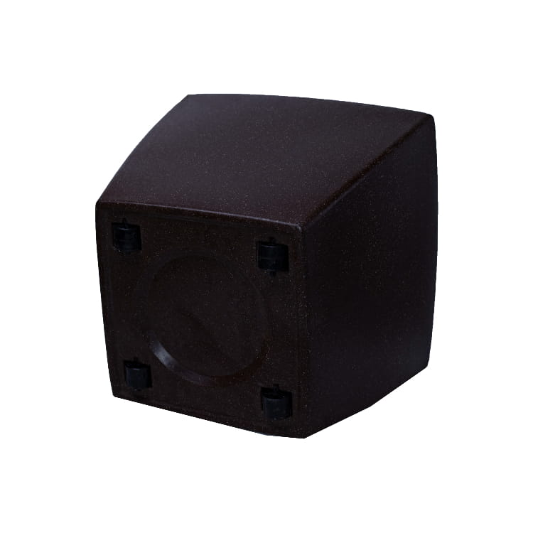 Wheels of the Brown Stone Cubo N-40, a square stone finish plastic planter that looks like granite available at Sukham Home, a sustainable furniture, gardening and home decor store in Kolkata, India