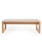 Against a white background, side view of the Oak Natural Core Centre Table, a wooden coffee and centre table you can buy online at Sukham Home, a sustainable furniture, kitchen & dining and home decor store in Kolkata, India