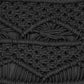 Close up of the texture and design of the Dark Grey Macrame Pouf, a grey ottoman made from cotton, available at Sukham Home, a sustainable furniture, kitchen & dining and home decor store in Kolkata, India
