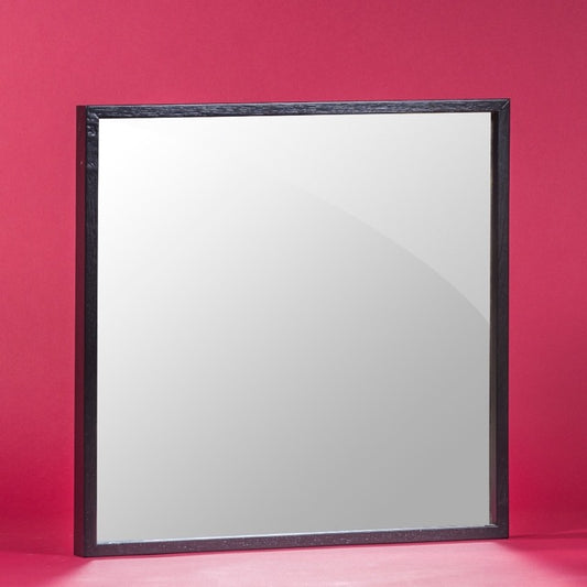The square Ash Charcoal Echo, a mirror framed by solid wood that you can buy online at Sukham Home, a sustainable furniture, kitchen & dining and home decor store in Kolkata, India