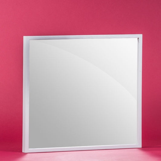 Square White Echo, a mirror framed by solid wood that you can buy online at Sukham Home, a sustainable furniture, kitchen & dining and home decor store in Kolkata, India