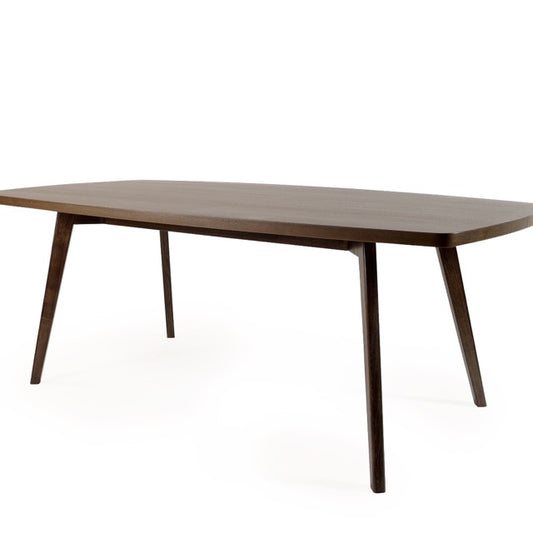 Against a white background, the Ash Grey Era, a wooden 6-seater rectangle dining table you can buy online at Sukham Home, a sustainable furniture, kitchen & dining and home decor store in Kolkata, India