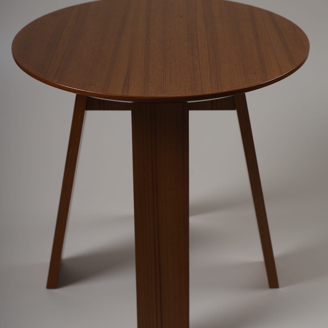 In Oak Antique, the Full Moon Centre Table, a round wooden coffee and centre table you can buy online at Sukham Home, a sustainable furniture, kitchen & dining and home decor store in Kolkata, India