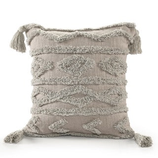 Against a white background, the Grey Diamond Tufted Cushion, a square grey accent pillow available at Sukham Home, a sustainable furniture, kitchen & dining and home decor store in Kolkata, India