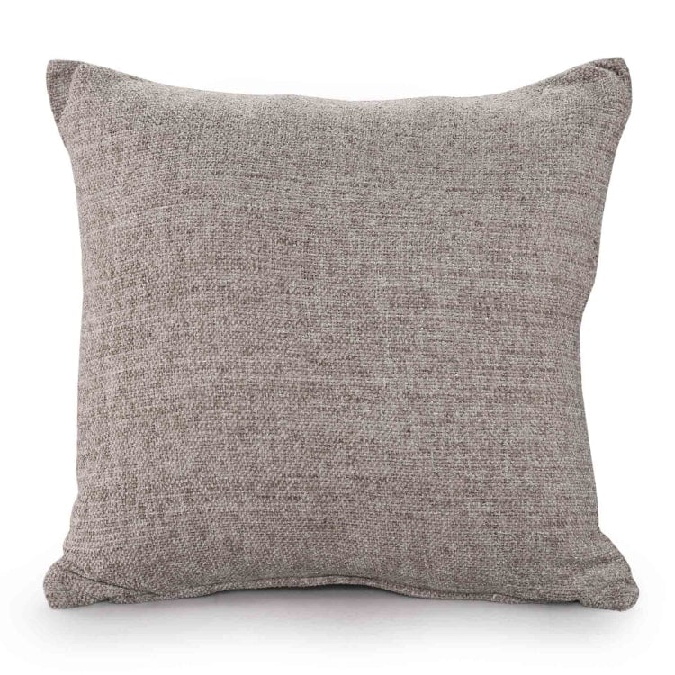 Against a white background, the cushion of the Grey Soft Chenille Throw with Cushion Cover you can buy online at Sukham Home, a sustainable furniture, kitchen & dining and home decor store in Kolkata, India