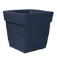 Against a white background, the Grey Stone Barca Square, a square stone finish plastic planter that looks like granite available at Sukham Home, a sustainable furniture, gardening and home decor store in Kolkata, India