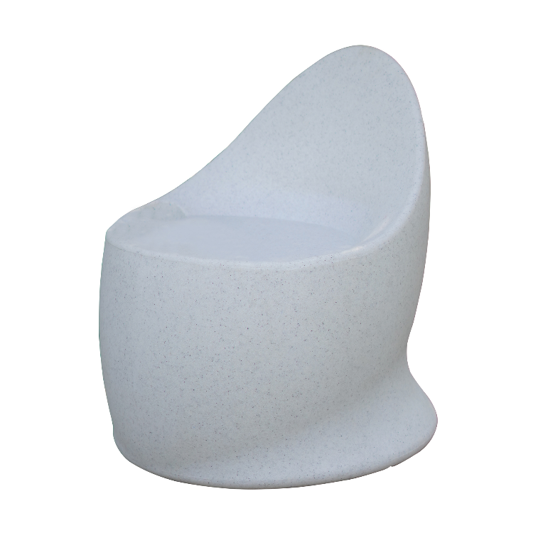 Against a white background, the White Stone Marvella Chair, a stone finish plastic outdoor furniture chair you can buy online at Sukham Home, a sustainable furniture, kitchen & dining and home decor store in Kolkata, India