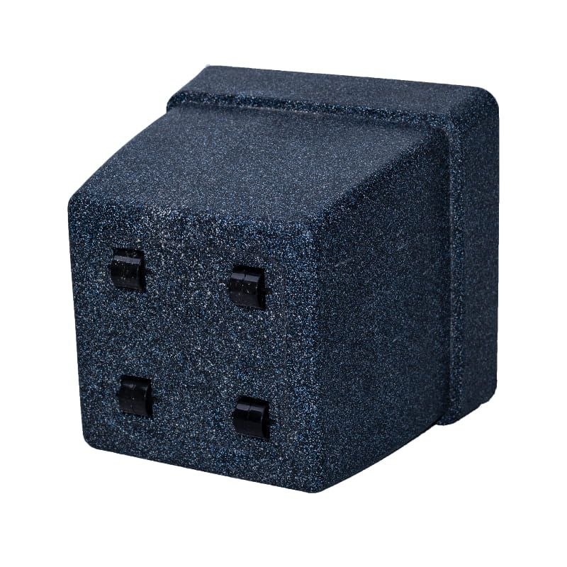 Wheels of the Midnight Blue Stone Barca Square, a square stone finish plastic planter that looks like granite available at Sukham Home, a sustainable furniture, gardening and home decor store in Kolkata, India