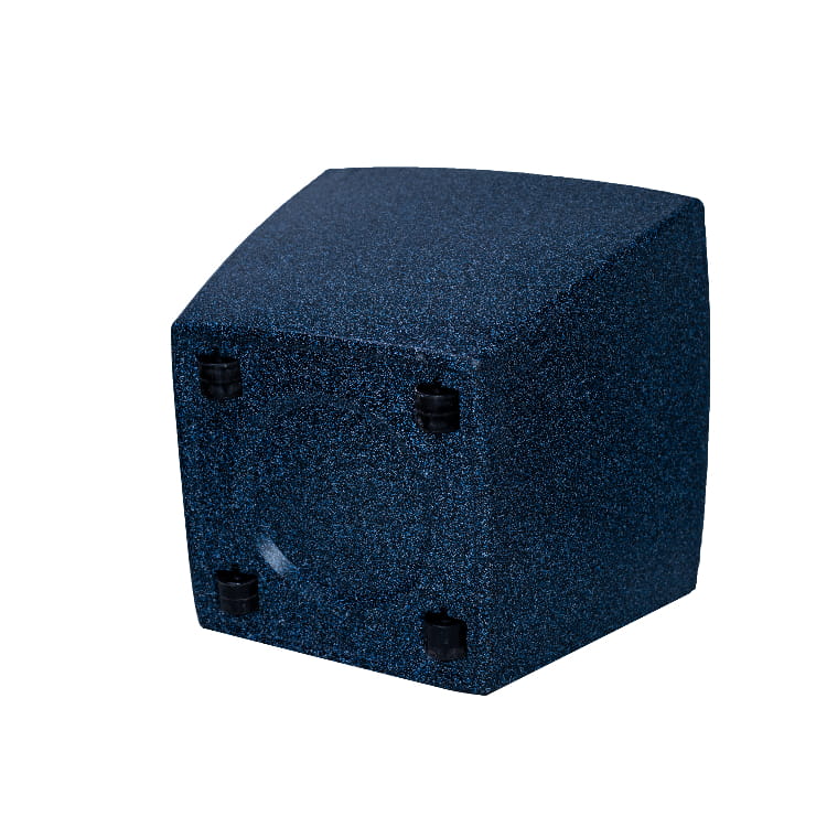 Wheels of the Midnight Stone Blue Cubo N-40, a square stone finish plastic planter that looks like granite available at Sukham Home, a sustainable furniture, gardening and home decor store in Kolkata, India