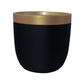 Against a white background, Milano Dual Tone, a round ribbed black & gold plastic planter that you can buy online at Sukham Home, a sustainable furniture, gardening and home decor store in Kolkata, India