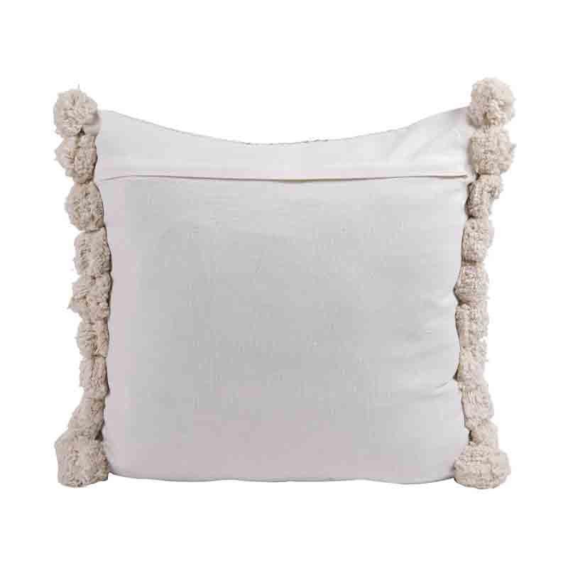 Back view of the Pinky Winky Cushions, a set of two pink velvet accent pillows with tassels you can buy online at Sukham Home, a sustainable furniture, kitchen & dining and home decor store in Kolkata, India