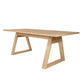 Against a white background, angled view of the Renuir, a wooden 6-seater rectangle dining table you can buy online at Sukham Home, a sustainable furniture, kitchen & dining and home decor store in Kolkata, India