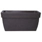 Against a white background, the Sand Stone Barca Rectangle, a rectangle stone finish plastic planter that looks like granite available at Sukham Home, a sustainable furniture, gardening and home decor store in Kolkata, India