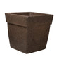 Against a white background, the Sand Stone Barca Square, a square stone finish plastic planter that looks like granite available at Sukham Home, a sustainable furniture, gardening and home decor store in Kolkata, India