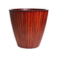 Against a white background, the Walnut Wood Rib Vertical XL, a wood finish textured luxury planter made from FRP you can buy online at Sukham Home, a sustainable furniture, gardening and home decor store in Kolkata, India