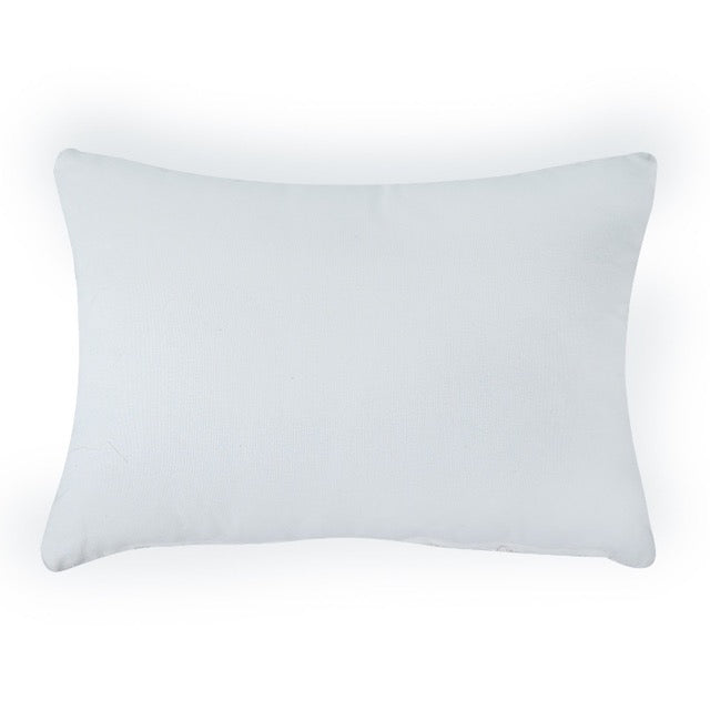 Back of the White Tufted Lumbar Cushion, a rectangle ivory accent pillow available at Sukham Home, a sustainable furniture, kitchen & dining and home decor store in Kolkata, India