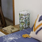 Placed on a bedside table, Wise Owl, a cloth canvas table lamp with many quirky owl designs you can buy online at Sukham Home, a sustainable furniture, kitchen & dining and home decor store in Kolkata, India