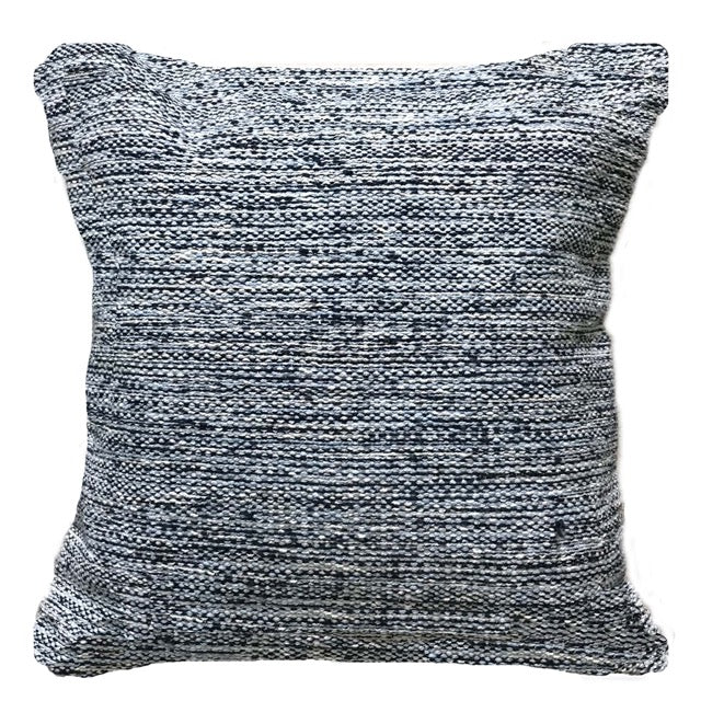 Woven Melange Cushion Cover, a plain blue accent pillow available at Sukham Home, a sustainable furniture, kitchen & dining and home decor store in Kolkata, India